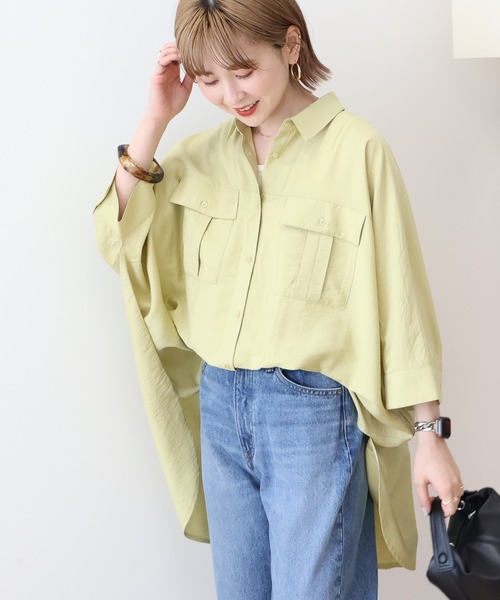 AMERICAN HOLIC（アメリカンホリック）の「【WEB限定】接触冷感Wポケットシャツチュニック（シャツ/ブラウス・レディース・アイボリー/チャコールグレー/カーキ・FREE）」の14枚目の写真