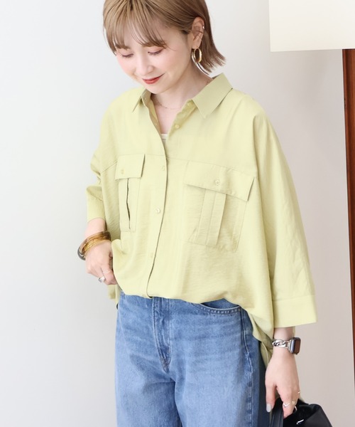 AMERICAN HOLIC（アメリカンホリック）の「【WEB限定】接触冷感Wポケットシャツチュニック（シャツ/ブラウス・レディース・アイボリー/チャコールグレー/カーキ・FREE）」の15枚目の写真