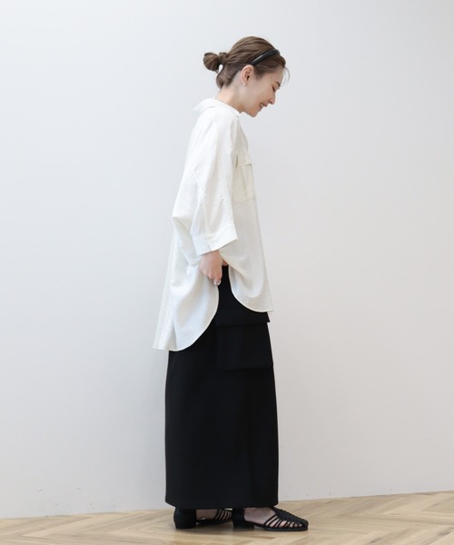 AMERICAN HOLIC（アメリカンホリック）の「【WEB限定】接触冷感Wポケットシャツチュニック（シャツ/ブラウス・レディース・アイボリー/チャコールグレー/カーキ・FREE）」の4枚目の写真