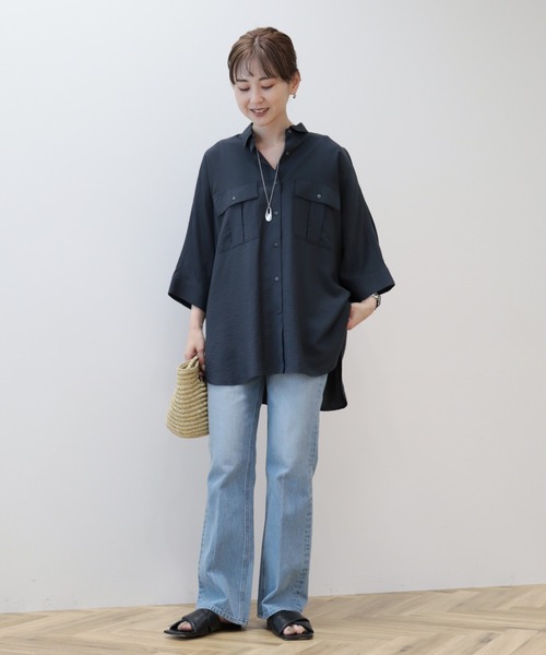 AMERICAN HOLIC（アメリカンホリック）の「【WEB限定】接触冷感Wポケットシャツチュニック（シャツ/ブラウス・レディース・アイボリー/チャコールグレー/カーキ・FREE）」の8枚目の写真