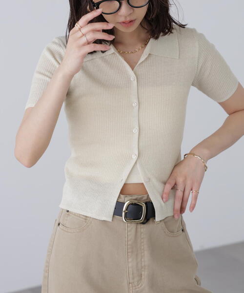 FREE'S MART（フリーズマート）の「衿付きラメニットカーディガン（ニット/セーター・レディース・ホワイト/ブルー/グレー/ブラウン・FREE）」の15枚目の写真