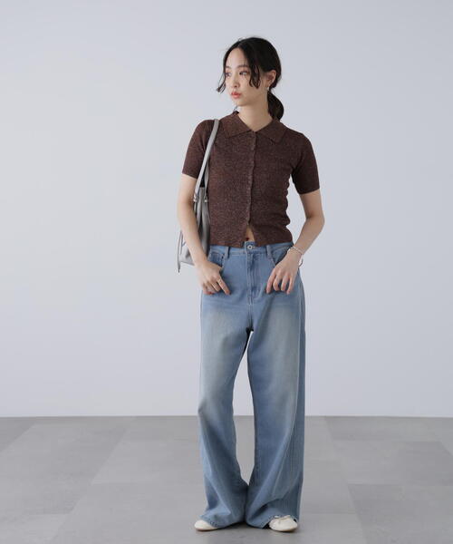 FREE'S MART（フリーズマート）の「衿付きラメニットカーディガン（ニット/セーター・レディース・ホワイト/ブルー/グレー/ブラウン・FREE）」の5枚目の写真