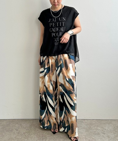 LHELBIE(レルビエ)の「シアーレイヤードロゴトップス(Tシャツ/カットソー・レディース・ホワイト×ブラック/ブラック/オフホワイト・M)」の20枚目の写真