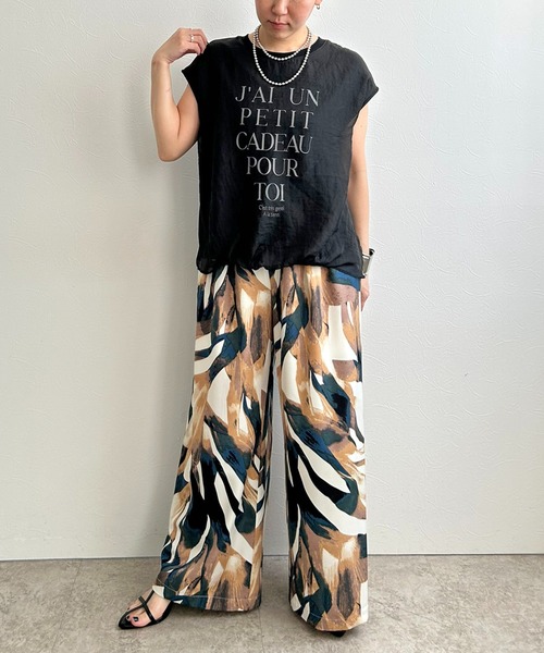 LHELBIE(レルビエ)の「シアーレイヤードロゴトップス(Tシャツ/カットソー・レディース・ホワイト×ブラック/ブラック/オフホワイト・M)」の22枚目の写真