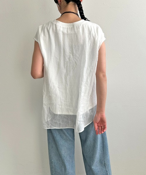 LHELBIE(レルビエ)の「シアーレイヤードロゴトップス(Tシャツ/カットソー・レディース・ホワイト×ブラック/ブラック/オフホワイト・M)」の5枚目の写真