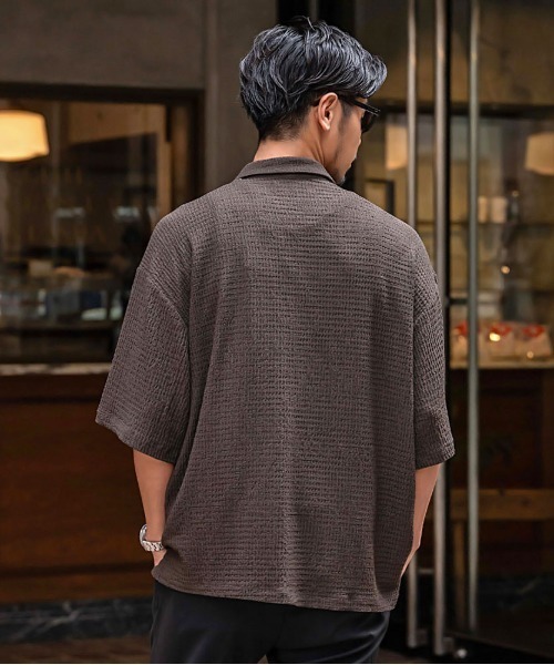 SILVER BULLET(シルバーバレット)の「『CavariA/キャバリア』楊柳ルーズシルエット半袖シャツ(シャツ/ブラウス・メンズ・ブルーグリーン/ブラウン/ブラック/グレー・L/M)」の9枚目の写真