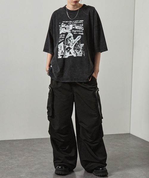 Alfred Alex（アルフレッドアレックス）の「【Alfred Alex】ルーズシルエットZIPポケットワイドカーゴパンツ（その他パンツ・メンズ・チャコール/ブラック・S/M/L）」の8枚目の写真