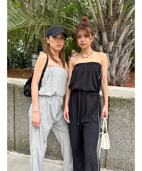 EGOIST（エゴイスト）の「ポケットロゴパイルベアオールインワン（つなぎ/オールインワン・レディース・グレー/ブラック・FREE）」の3枚目の写真