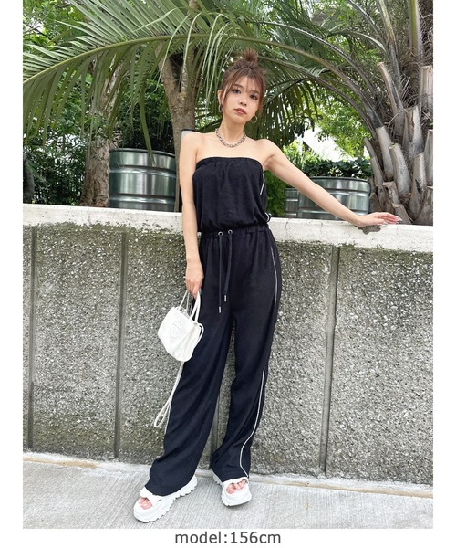 EGOIST（エゴイスト）の「ポケットロゴパイルベアオールインワン（つなぎ/オールインワン・レディース・グレー/ブラック・FREE）」の5枚目の写真