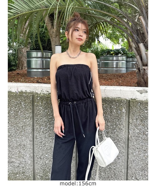 EGOIST（エゴイスト）の「ポケットロゴパイルベアオールインワン（つなぎ/オールインワン・レディース・グレー/ブラック・FREE）」の6枚目の写真