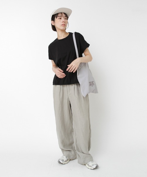 RNA-N（アールエヌエーエヌ）の「M2486 綿ヘンプヘムギャザープルオーバー（Tシャツ/カットソー・レディース・キャメル/ブラック/オフホワイト・FREE）」の18枚目の写真