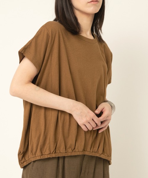 RNA-N（アールエヌエーエヌ）の「M2486 綿ヘンプヘムギャザープルオーバー（Tシャツ/カットソー・レディース・キャメル/ブラック/オフホワイト・FREE）」の17枚目の写真