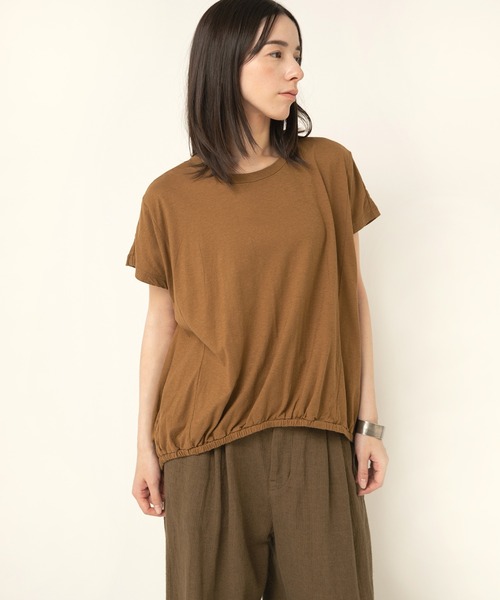 RNA-N（アールエヌエーエヌ）の「M2486 綿ヘンプヘムギャザープルオーバー（Tシャツ/カットソー・レディース・キャメル/ブラック/オフホワイト・FREE）」の16枚目の写真
