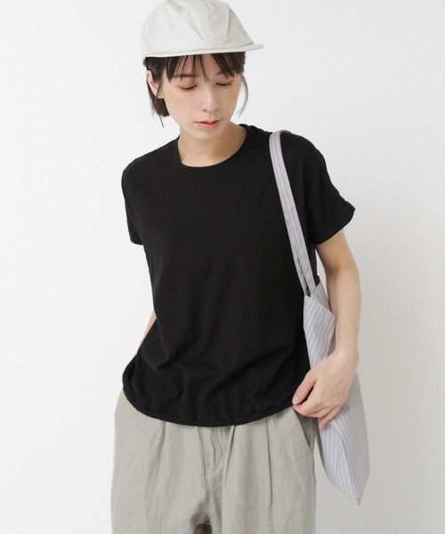 RNA-N（アールエヌエーエヌ）の「M2486 綿ヘンプヘムギャザープルオーバー（Tシャツ/カットソー・レディース・キャメル/ブラック/オフホワイト・FREE）」の14枚目の写真