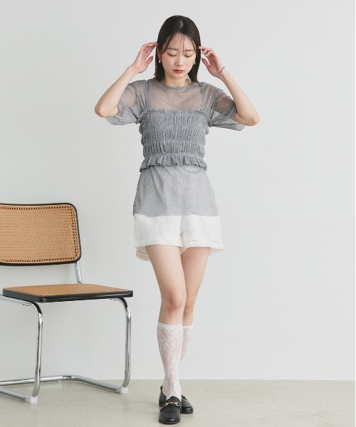 ad thie（アドティエ）の「シアーレース ショートパンツ（その他パンツ・レディース・オフホワイト/ブラック・FREE）」の14枚目の写真