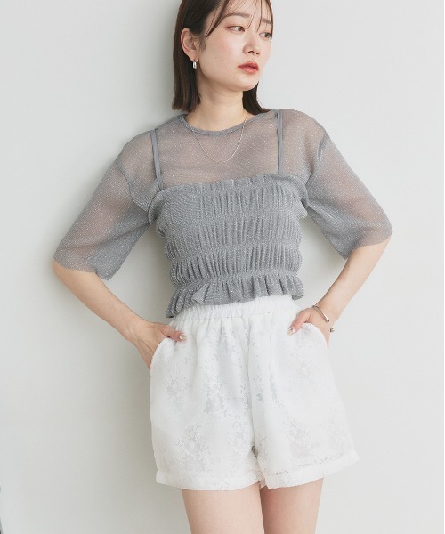 ad thie（アドティエ）の「シアーレース ショートパンツ（その他パンツ・レディース・オフホワイト/ブラック・FREE）」の15枚目の写真