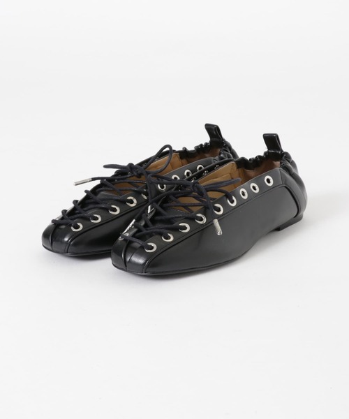 GANNI（ガニー）の「GANNI　Eyelets Lace Up Ballerina（バレエシューズ・レディース・ブラック・38/37/36）」の2枚目の写真