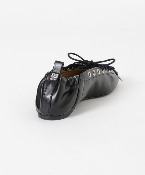 GANNI Eyelets Lace Up Ballerina（バレエシューズ）｜GANNI