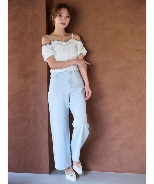 MERCURYDUO(マーキュリーデュオ)の「ドロストギャザーコンパクトカットソー(Tシャツ/カットソー・レディース・ラベンダー/ブラック/オフホワイト・FREE)」の8枚目の写真