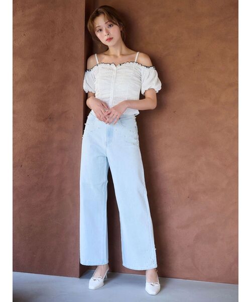 MERCURYDUO(マーキュリーデュオ)の「ドロストギャザーコンパクトカットソー(Tシャツ/カットソー・レディース・ラベンダー/ブラック/オフホワイト・FREE)」の9枚目の写真