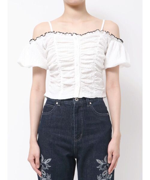 MERCURYDUO(マーキュリーデュオ)の「ドロストギャザーコンパクトカットソー(Tシャツ/カットソー・レディース・ラベンダー/ブラック/オフホワイト・FREE)」の20枚目の写真