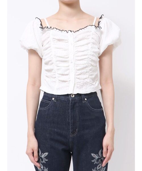 tシャツ ドロストギャザーコンパクトカットソー レディース SLY（スライ）の「DROST GATHER COMPACT TOPS ドロスト ギャザー