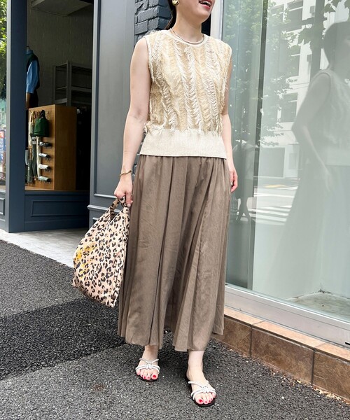 MICO COULIER（ミコクリエ）の「麻調シアーパネルフレアスカート（スカート・レディース・パープル/カーキ/ブラック・38/36）」の17枚目の写真