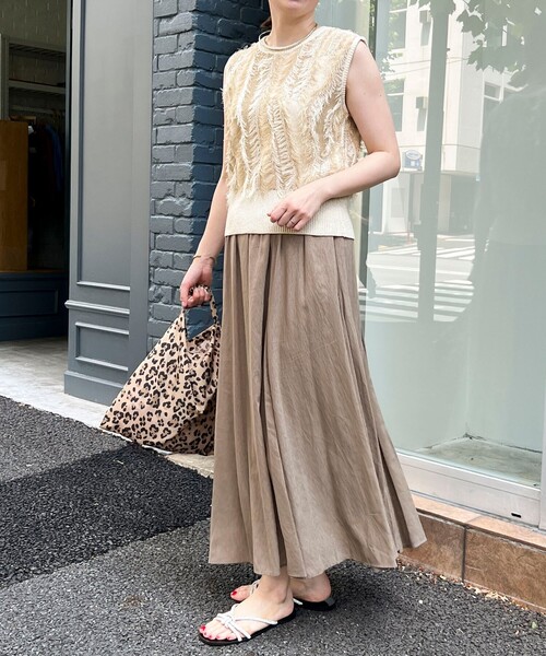 MICO COULIER（ミコクリエ）の「麻調シアーパネルフレアスカート（スカート・レディース・パープル/カーキ/ブラック・38/36）」の18枚目の写真