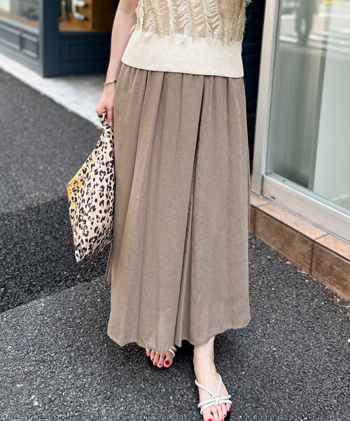 MICO COULIER（ミコクリエ）の「麻調シアーパネルフレアスカート（スカート・レディース・パープル/カーキ/ブラック・38/36）」の19枚目の写真