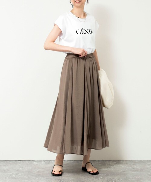 MICO COULIER（ミコクリエ）の「麻調シアーパネルフレアスカート（スカート・レディース・パープル/カーキ/ブラック・38/36）」の20枚目の写真