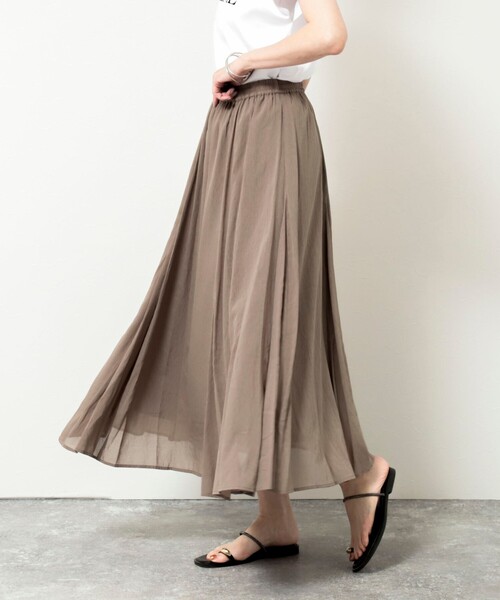 MICO COULIER（ミコクリエ）の「麻調シアーパネルフレアスカート（スカート・レディース・パープル/カーキ/ブラック・38/36）」の22枚目の写真