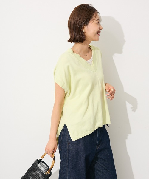 CRAFT STANDARD BOUTIQUE（クラフトスタンダードブティック）の「バックギャザーVネックニットベスト◆（ベスト・レディース・ブラック/ホワイト/ライトイエロー・FREE）」の22枚目の写真