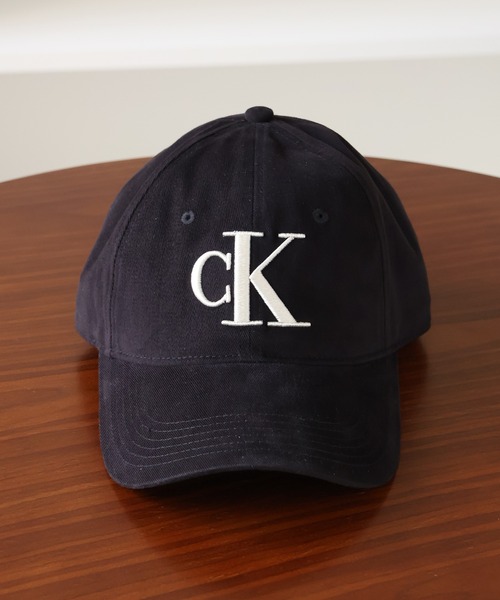 追跡便【 】ツイルCKモノグラム刺繍キャップ 黒 Calvin Klein カルバンクライン CK モノグラム刺繍ベースボール