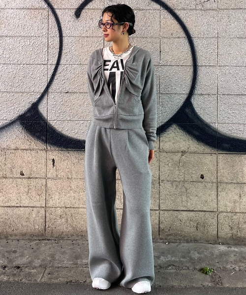 Oriens JOURNAL STANDARD（オリエンス ジャーナルスタンダード）の「ニットスウェットパンツ（その他パンツ・レディース・ネイビー/ホワイト/グレー・FREE）」の4枚目の写真