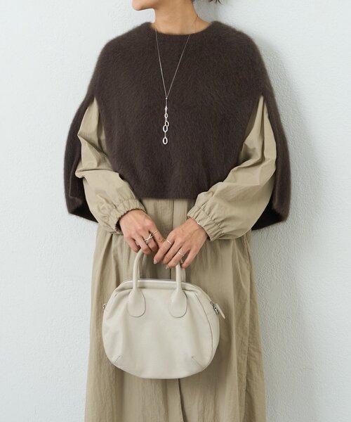 ビアズリー BEARDSLEY ファーニットポンチョ グレー ファーニットポンチョ（ニット/セーター）｜BEARDSLEY（ビアズリー）の