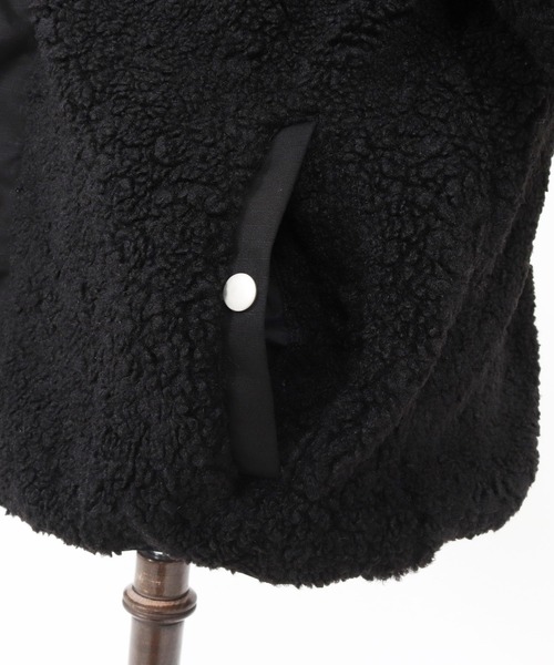 mj10876-Poodle Like Boa High Neck Hooded Blouson ボアブルゾン