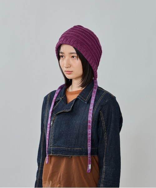 OVERRIDE（オーバーライド）の「OVERRIDE  KNIT HOOD BEANIE SGP / オーバーライド（ニットキャップ/ビーニー・レディース・オリーブ/ブラック/パープル・57~59cm）」の12枚目の写真