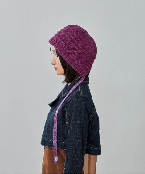 OVERRIDE（オーバーライド）の「OVERRIDE  KNIT HOOD BEANIE SGP / オーバーライド（ニットキャップ/ビーニー・レディース・オリーブ/ブラック/パープル・57~59cm）」の13枚目の写真