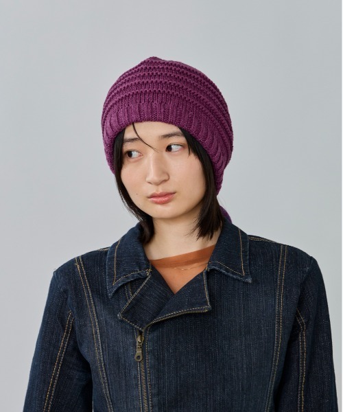 OVERRIDE（オーバーライド）の「OVERRIDE  KNIT HOOD BEANIE SGP / オーバーライド（ニットキャップ/ビーニー・レディース・オリーブ/ブラック/パープル・57~59cm）」の16枚目の写真