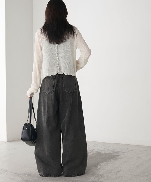 forksy.】パウダー加工コットンツイルワイドパンツ forksy