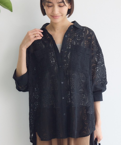 KATHARINE ROSS（キャサリンロス）の「【KATHARINE ROSS】レースシャツ（シャツ/ブラウス・レディース・ブラック/ホワイト・MEDIUM）」の2枚目の写真