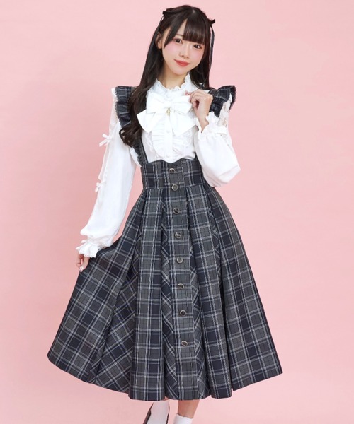 Secret Honey（シークレットハニー）の「マチ付きスカート（スカート・レディース・ブラックミックス/ライトブラック/ワインレッド/チェック・MEDIUM）」の4枚目の写真