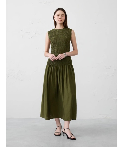 BANANA REPUBLIC FACTORY STOREスモックド ボディス マキシワンピース