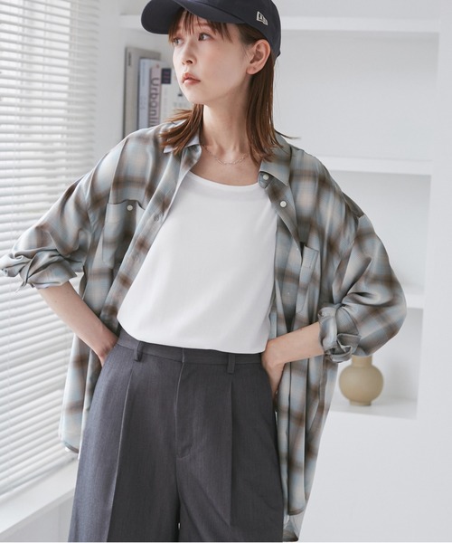 ROPE' PICNIC(ロペピクニック)の「オンブレチェックシャツ/UVケア(シャツ/ブラウス・レディース・サックスブルー/ブラック/イエロー/オフホワイト・38)」の9枚目の写真