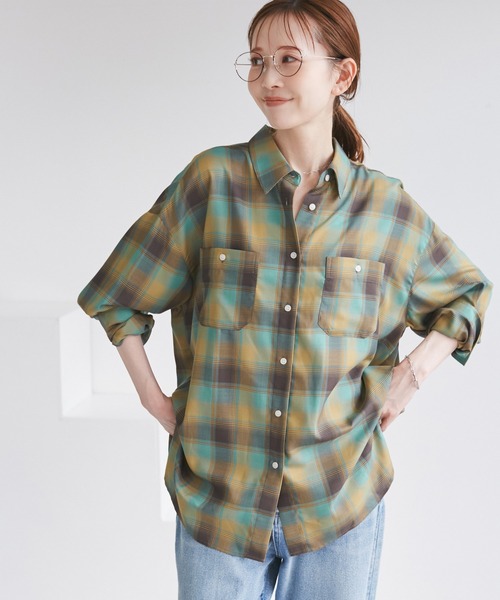 ROPE' PICNIC(ロペピクニック)の「オンブレチェックシャツ/UVケア(シャツ/ブラウス・レディース・サックスブルー/ブラック/イエロー/オフホワイト・38)」の13枚目の写真