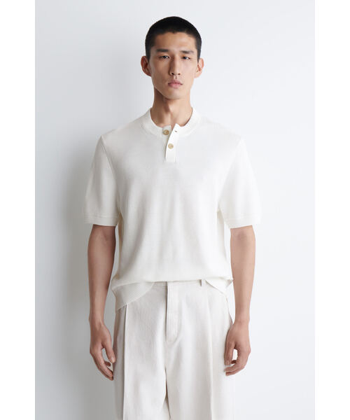 “COS MEN” コットンニットヘンリーネックTシャツ ニットコットンヘンリーTシャツ（Tシャツ/カットソー）｜COS