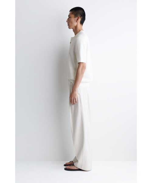 “COS MEN” コットンニットヘンリーネックTシャツ KNITTED COTTON HENLEY T-SHIRT ニットコットンヘンリーTシャツ