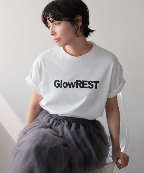 SOTT(ソット)の「GlowREST Logo T-shirt/GlowRESTロゴTシャツ(Tシャツ/カットソー・レディース・モカ/オフホワイト/ブラック・FREE)」の1枚目の写真