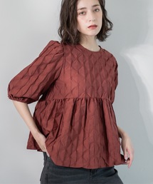 OPAQUE.CLIP | ふくれジャカードペプラムブラウス【洗濯機洗い可】(シャツ/ブラウス)