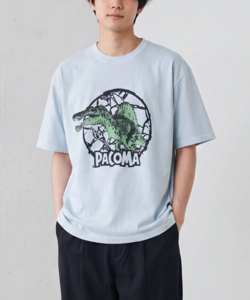 INNOCENT(イノセント)の「【PaCoMa/パコマ】Spino saurus TEE (ADULT) スピノサウルス Tシャツ 大人用(Tシャツ/カットソー・メンズ・オフホワイト/サックスブルー/ライトグレー/スミクロ・MEDIUM/LARGE/X-LARGE)」の4枚目の写真